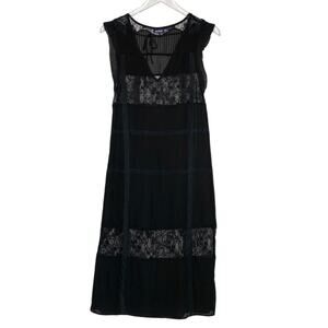 Tildon XS Womens Sheer Black Lace Midi Dress Whimsygoth Fairy 90s Witchy